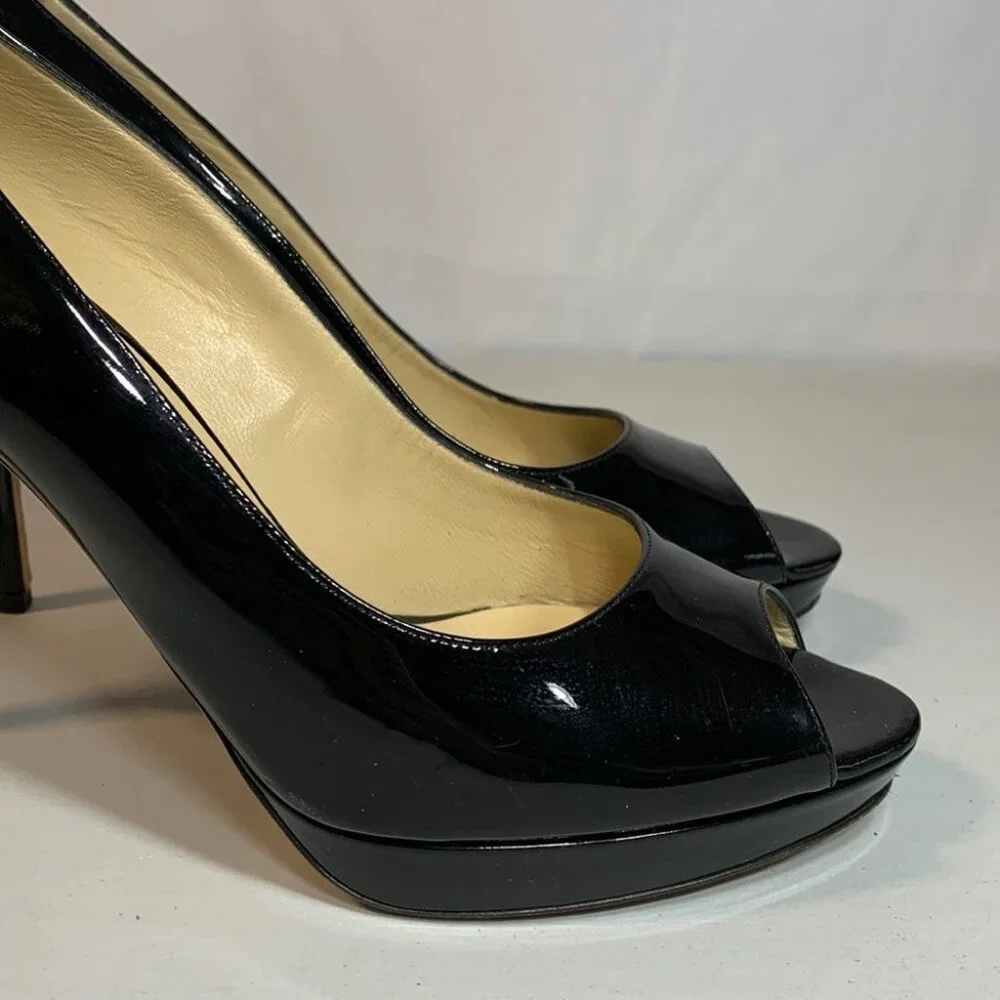 Jimmy Choo Pumps Black Patent Leather Pointed Toe Heels - Picture 4 of 14
